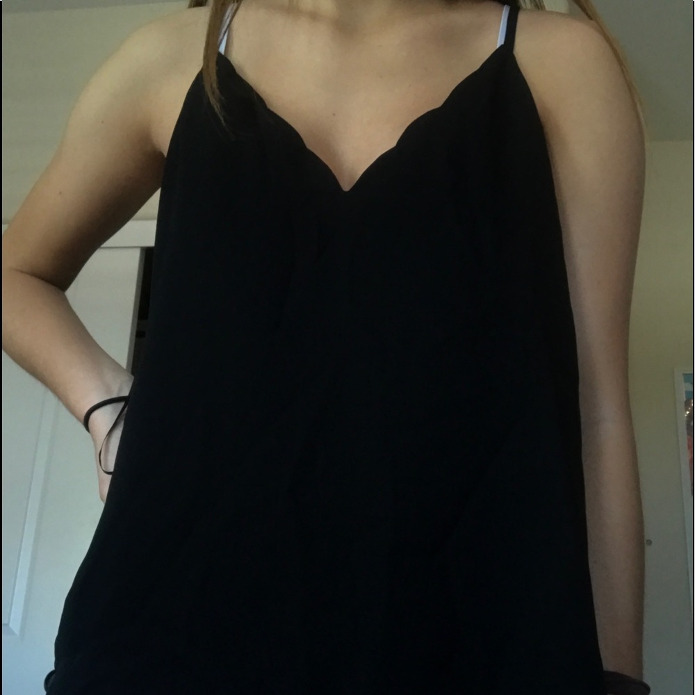 black flowy tank with detailed border